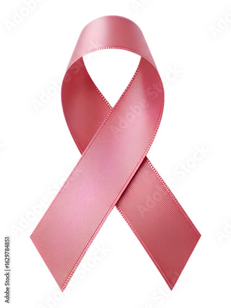 Obraz Pink breast cancer awareness ribbon isolated on transparent background. A curved ribbon folded to create a loop. Medicine, health, charity, October cancer awareness event, breast cancer warn symbol