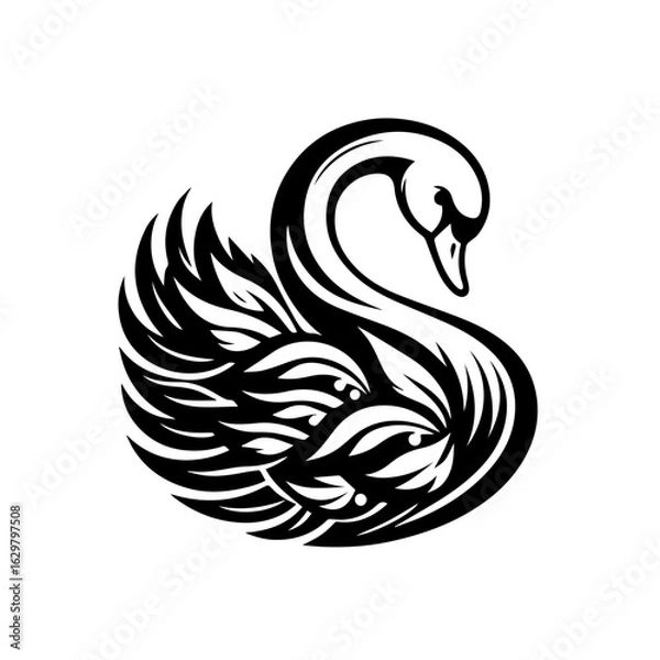 Obraz Elegant black swan logo isolated on white background