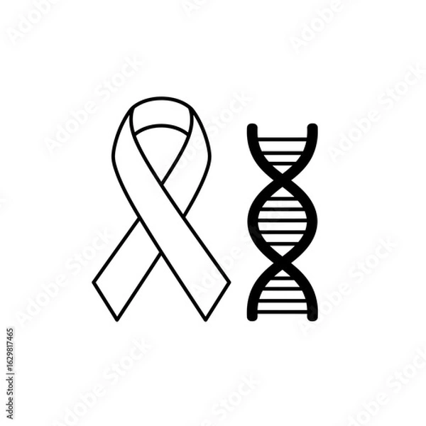Fototapeta Outline of a ribbon and dna strand on white background silhouette