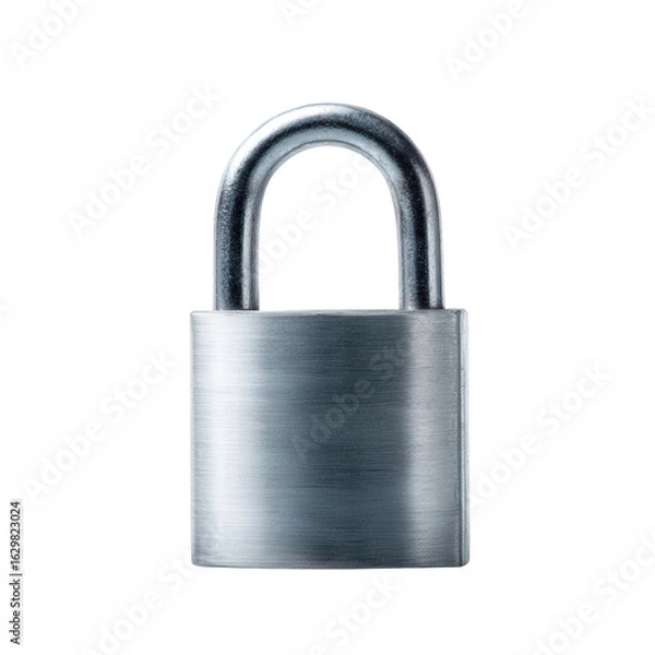 Obraz A metallic padlock isolated on a white background, symbolizing security and protection. Ideal for representing confidentiality and safety in various contexts.