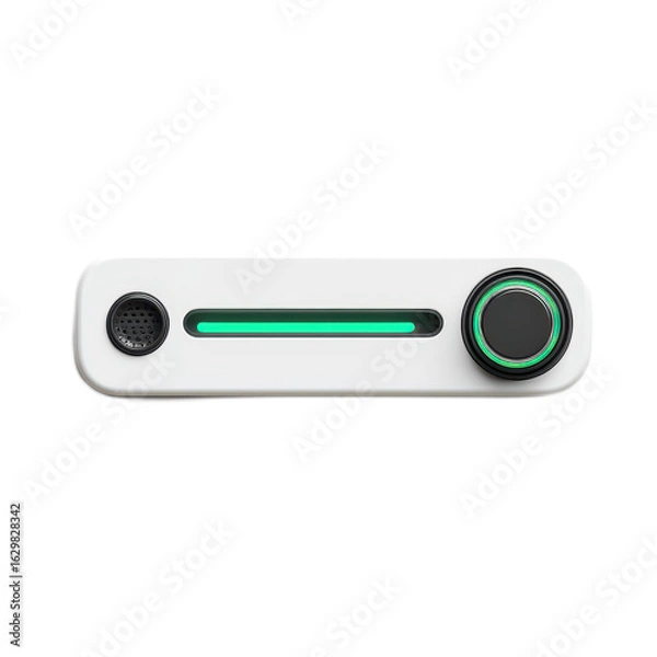 Obraz Sleek Modern Device with Circular Button and Green Light Indicator
