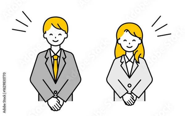 Obraz シンプルな会社員の男女_挨拶