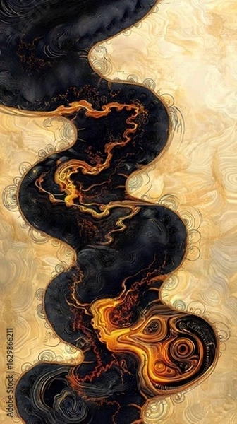 Fototapeta Abstract swirling shapes of dark and light colors
