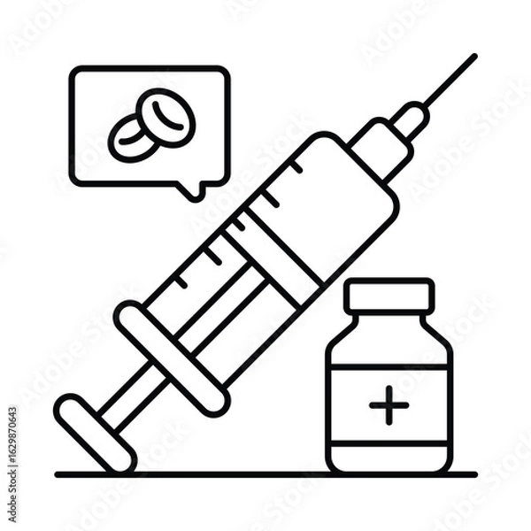 Fototapeta Injection Vector outline illustration style icon. EPS 10 file