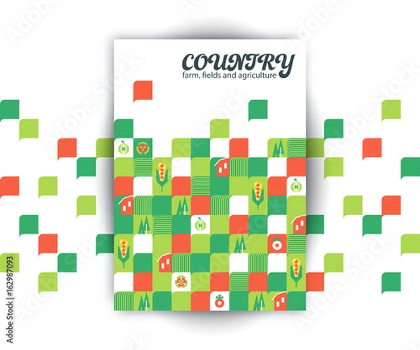 Obraz Color bright blocks abstract poster design. Agriculture and farm healthy food banner