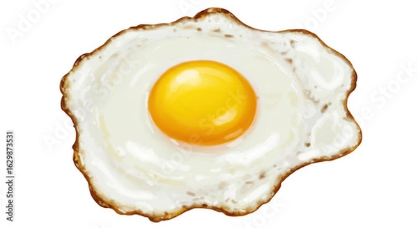 Fototapeta A perfectly fried egg with a bright yellow yolk isolated on transparent background