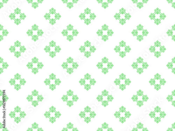 Fototapeta seamless green pattern Pattern Wallpaper Seamless Vector Vintage Floral Texture Illustration Flower Design Damask Ornament Decoration Art
