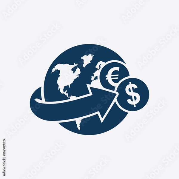 Obraz Arrow wrapped around the earth. Remittances icon.