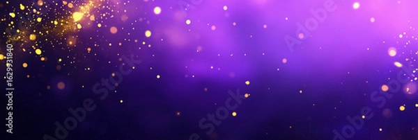 Fototapeta abstract background with purple and gold particle. Golden light shine particles bokeh on purple background.