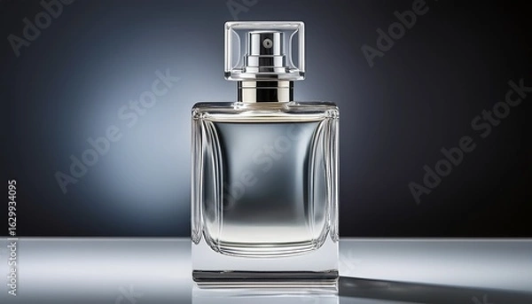 Fototapeta clear glass perfume bottle with a silver spray nozzle showcasing a sleek and modern design on transparent background