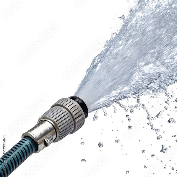 Obraz Refreshing high-pressure water splash coming from a garden hose isolated on a transparent background png
