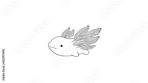 Fototapeta Simple, whimsical line drawing of a stylized sea creature