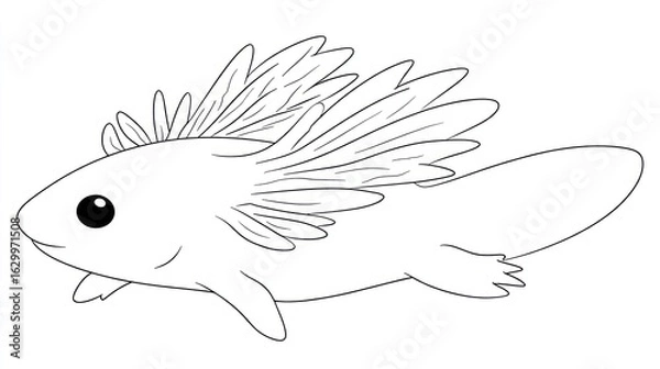 Fototapeta Simple line drawing of a stylized fish