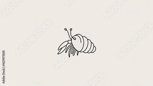 Fototapeta Simple line art illustration of a hermit crab