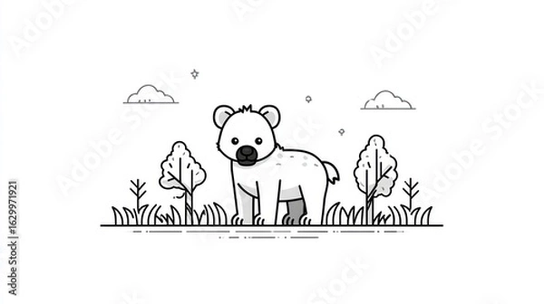 Fototapeta Simple line art of a hyena