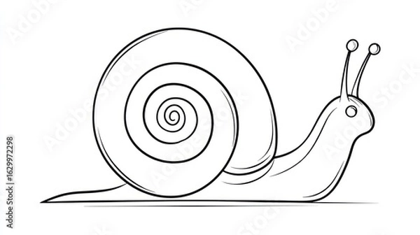 Fototapeta Simple black line drawing of a snail (1)
