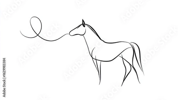 Fototapeta Simple line drawing of a horse
