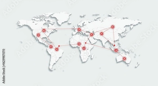 Obraz Global network connections worldwide map visualization illustration