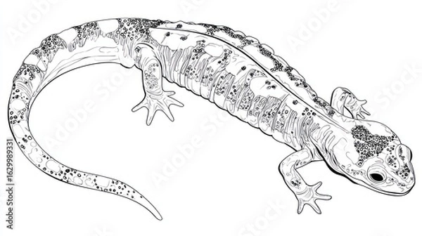 Obraz Detailed line drawing of a lizard