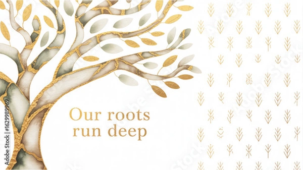 Fototapeta abstract floral background, Family Tree Greeting Card Design – “Our Roots Run Deep”