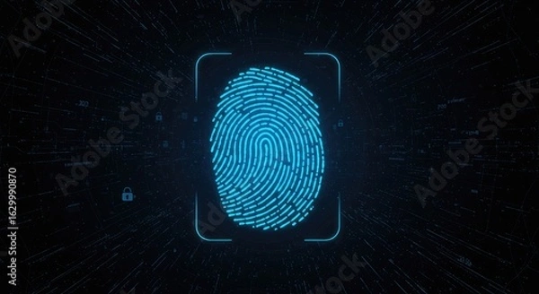 Obraz Glowing fingerprint graphic against circuit board pattern digital illustration for security and technology