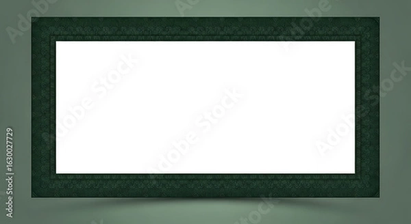 Fototapeta Ornate Dark Green Rectangular Picture Frame with Intricate Pattern.
