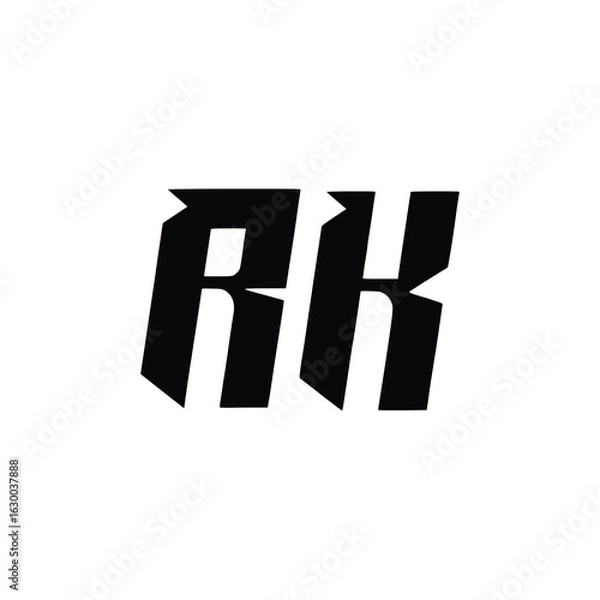Fototapeta RK monogram logo design letter text name symbol monochrome logotype alphabet character simple logo