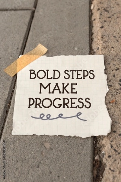 Fototapeta Inspirational Quote on Paper Displayed on Paved Sidewalk Surface