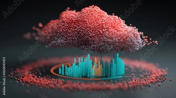 Fototapeta Cloud computing data visualization cityscape