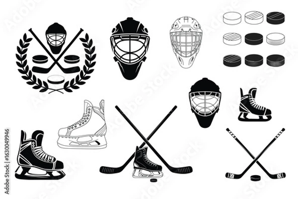 Fototapeta Ice Hockey Gear and Icon Vector Set