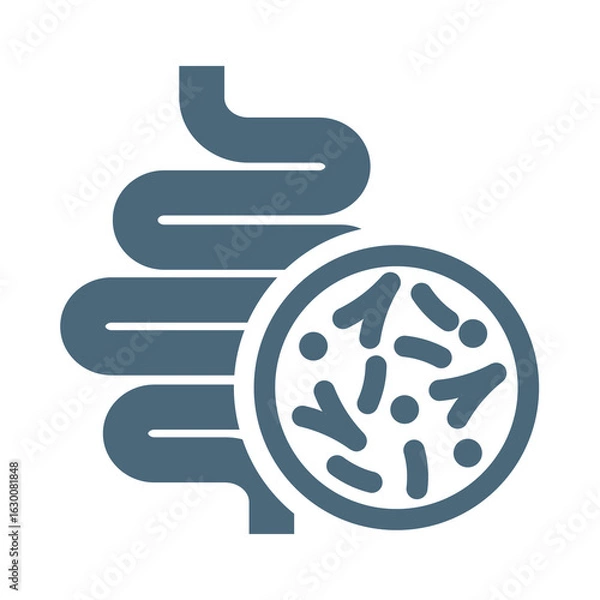 Fototapeta Intestines with microbiota vector icon. Guts or intestine and bowels with bacterium or microflora. 