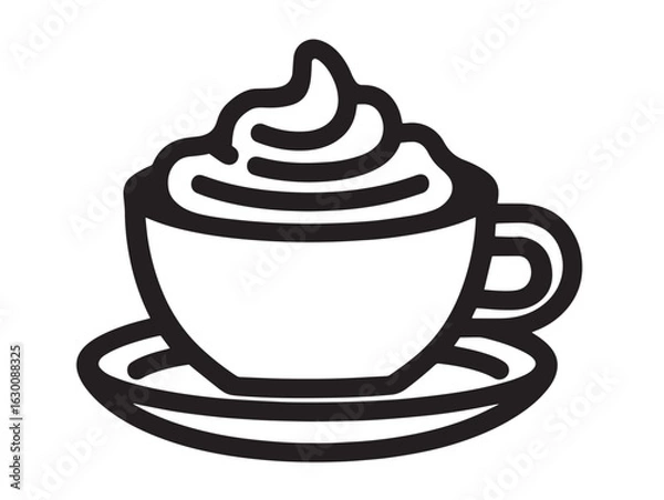 Obraz Hot cappuccino mug icon in clean vector drawing