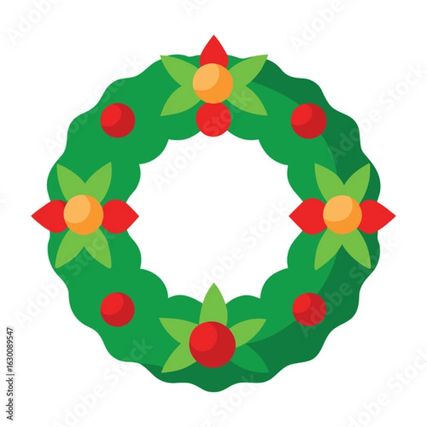 Obraz Christmas Wreath Vector Design on White Background
