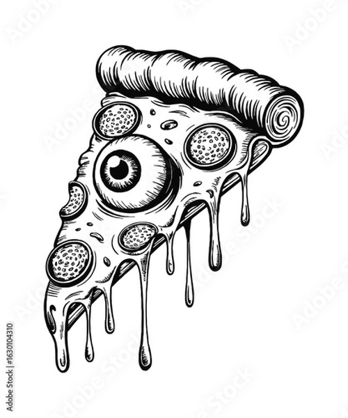 Fototapeta An eyeball pizza slice vector