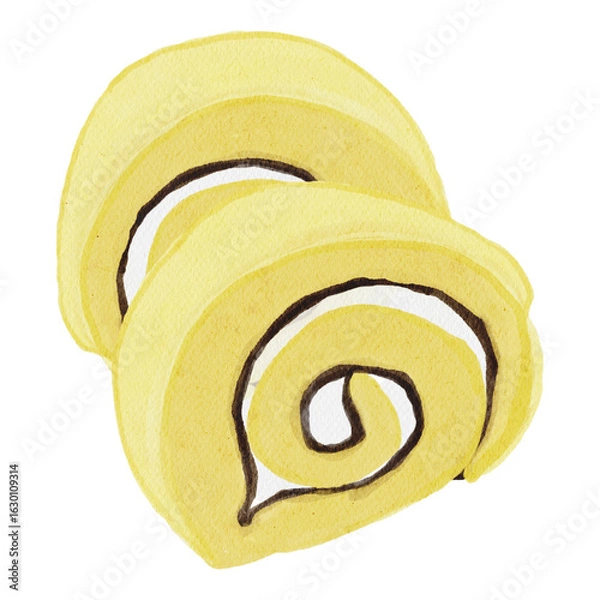Obraz Fresh cream roll cake bread dessert vector design illustration