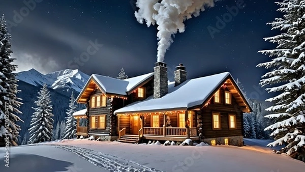 Obraz winter landscape with house