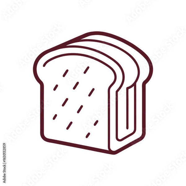 Obraz Slice of toast outline vector icon on white background. 