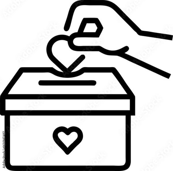 Fototapeta donation box vector icon on white or transparent background. crowdfunding or fundraising icons items Stroke icon collections. Editable Stroke icon collection Outline icon.