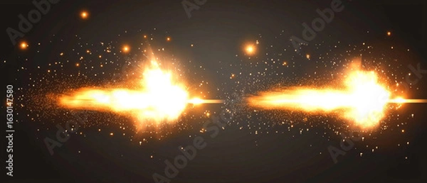 Obraz Dual fiery bursts, glowing embers, dark background