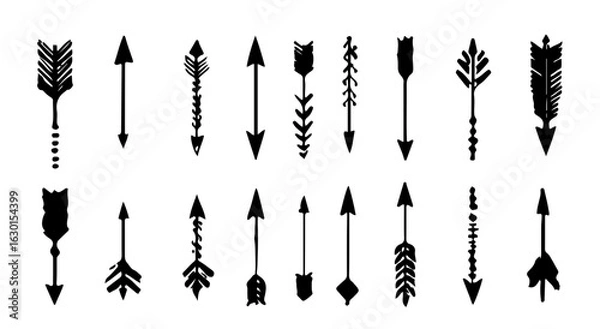 Fototapeta Hand-Drawn Arrow Icons Set – Sketch Style Vector Collection

