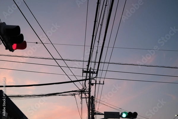 Fototapeta 信号機のある風景