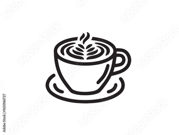 Fototapeta Elegant coffee latte mug in outlined vector format