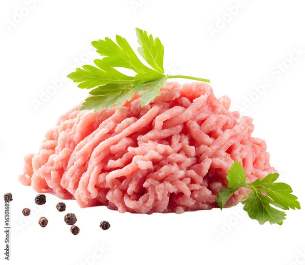 Obraz minced pork, raw minced meat, isolated background.