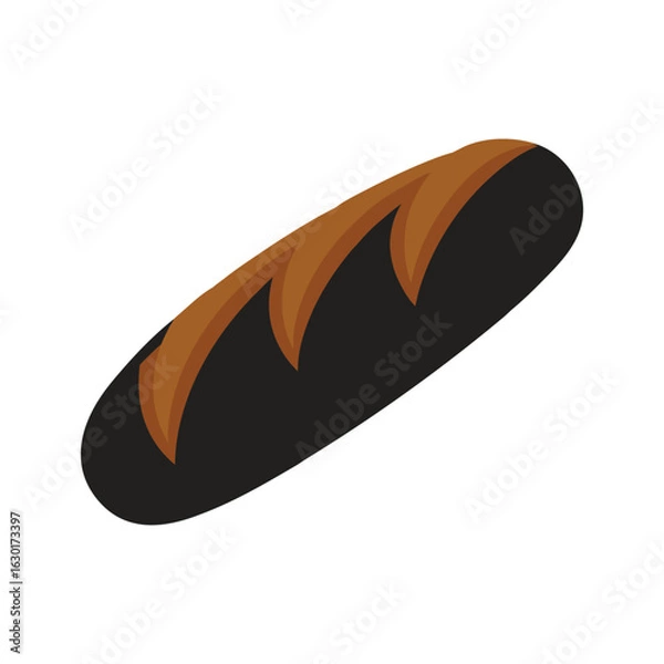 Obraz Baguette silhouette vector icon on white background
