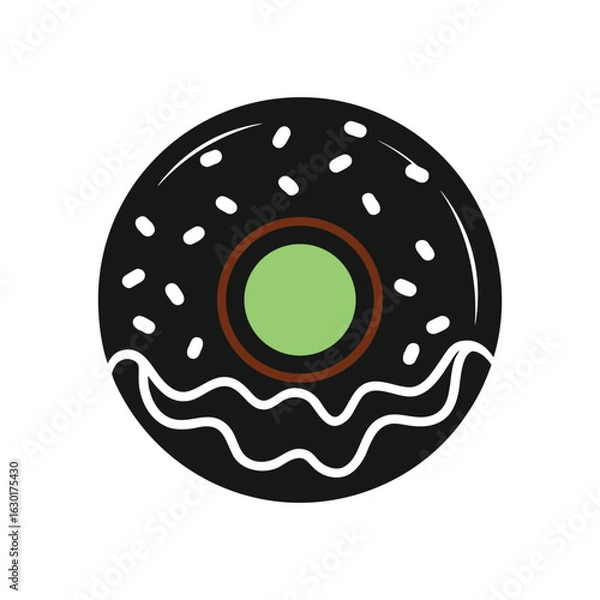 Obraz Doughnut silhouette vector icon on white background 