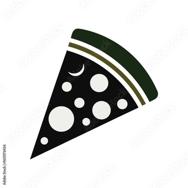 Obraz Black and white pizza slice silhouette vector icon on white background