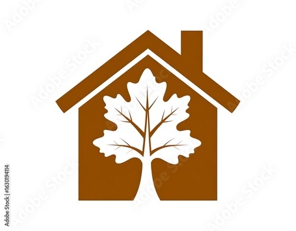Fototapeta House with tree logo