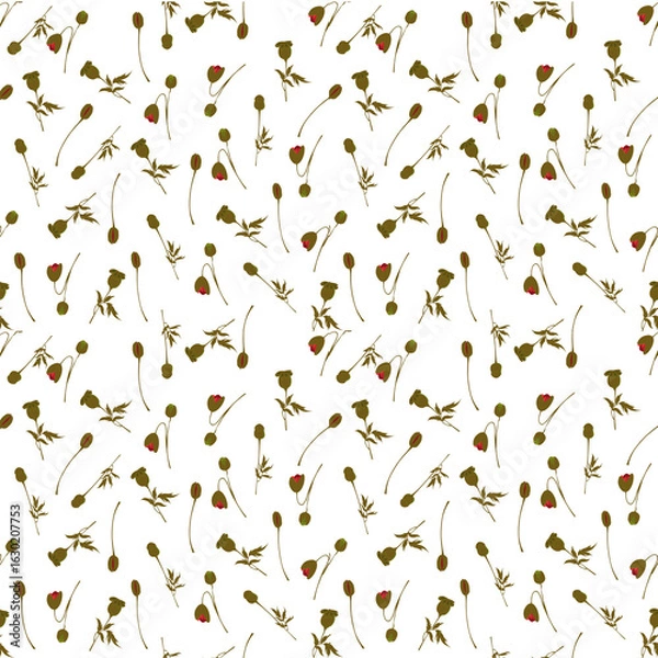 Obraz Elegant Seamless Pattern of Minimal Floral Buds with Delicate Vintage Botanical Aesthetic