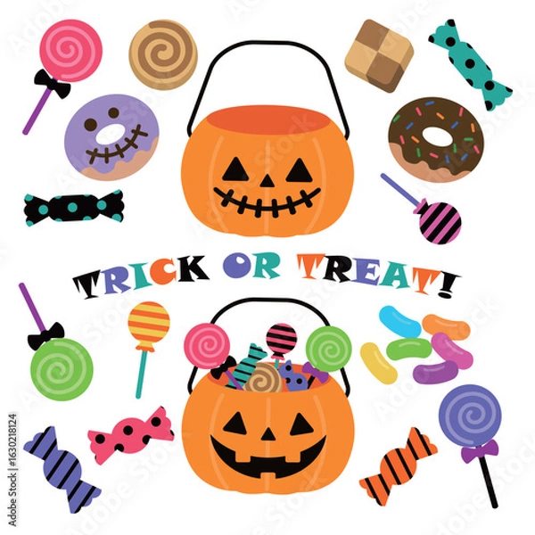 Obraz ハロウィンのお菓子　トリックオアトリート　イラスト