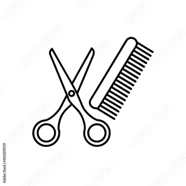 Obraz comb and scissors icon vector